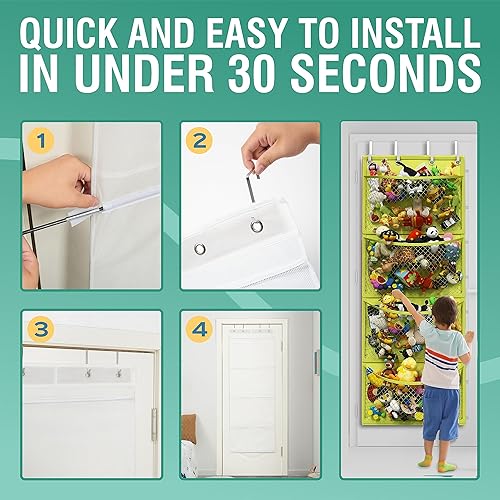 Miniatura 8 de Honeyera Almacenamiento para animales de peluche  Organizador sobre la puerta para rellenos, accesorios de bebé y almacenamiento de juguetes de