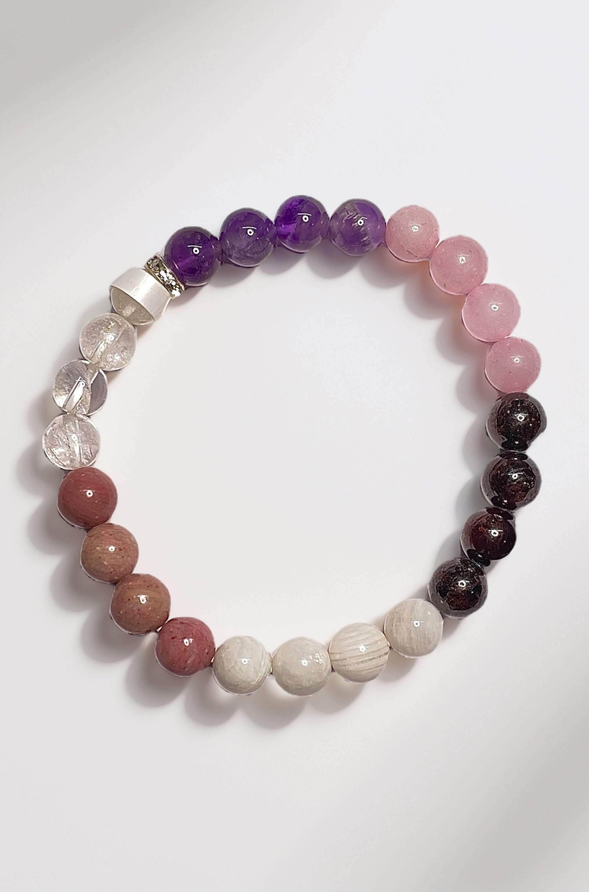 Combination Bracelet Natural Original Crystal Real Stone Reiki Crystal Healing Positive Energy Attraction Stylish for Men Women Boy Girl Unisex 8mm Beads Stretchable