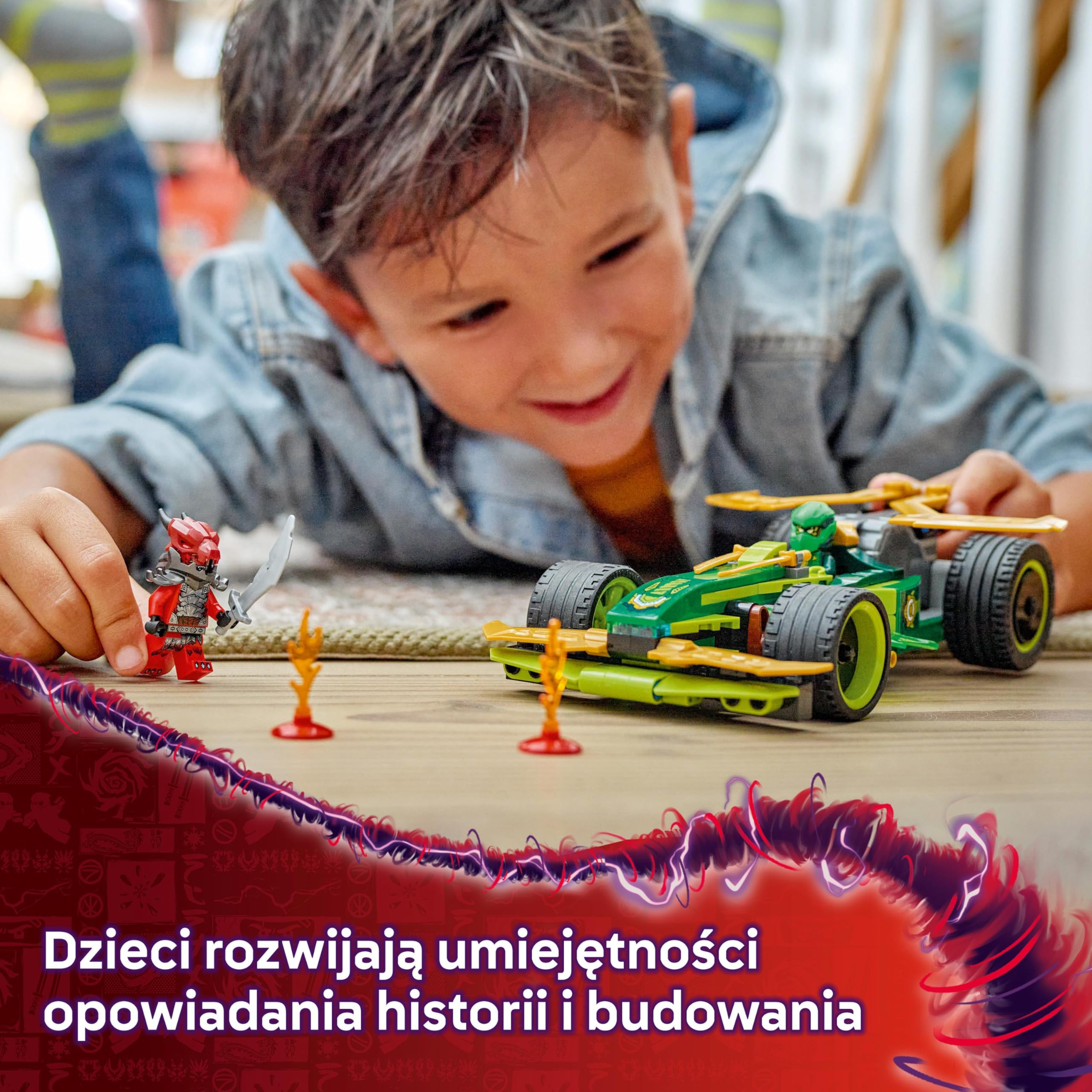 LEGO NINJAGO Samochód wyścigowy Lloyda z napędem typu pull-back, Model Wyścigówki Ninja, Zabawka Konstrukcyjna dla Dziecka z Dwiema Minifigurkami, Prezent dla 7-latka, dla Chłopca i Dziewczynki 71828