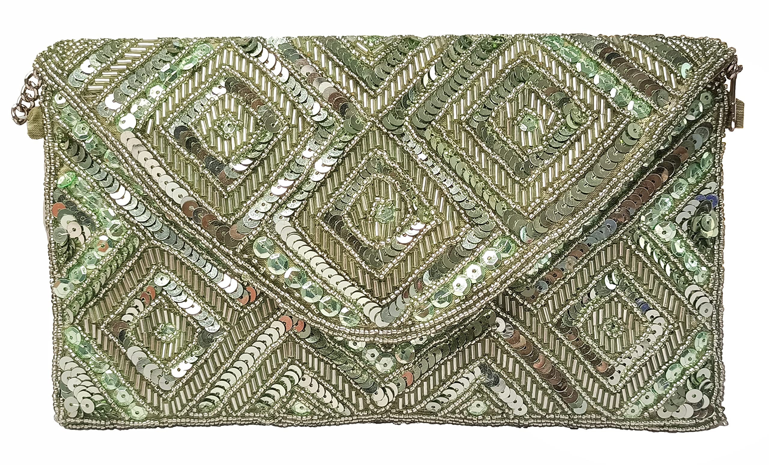 duchess Women's Hand Embroidered Clutches (Light Green)-picture-14