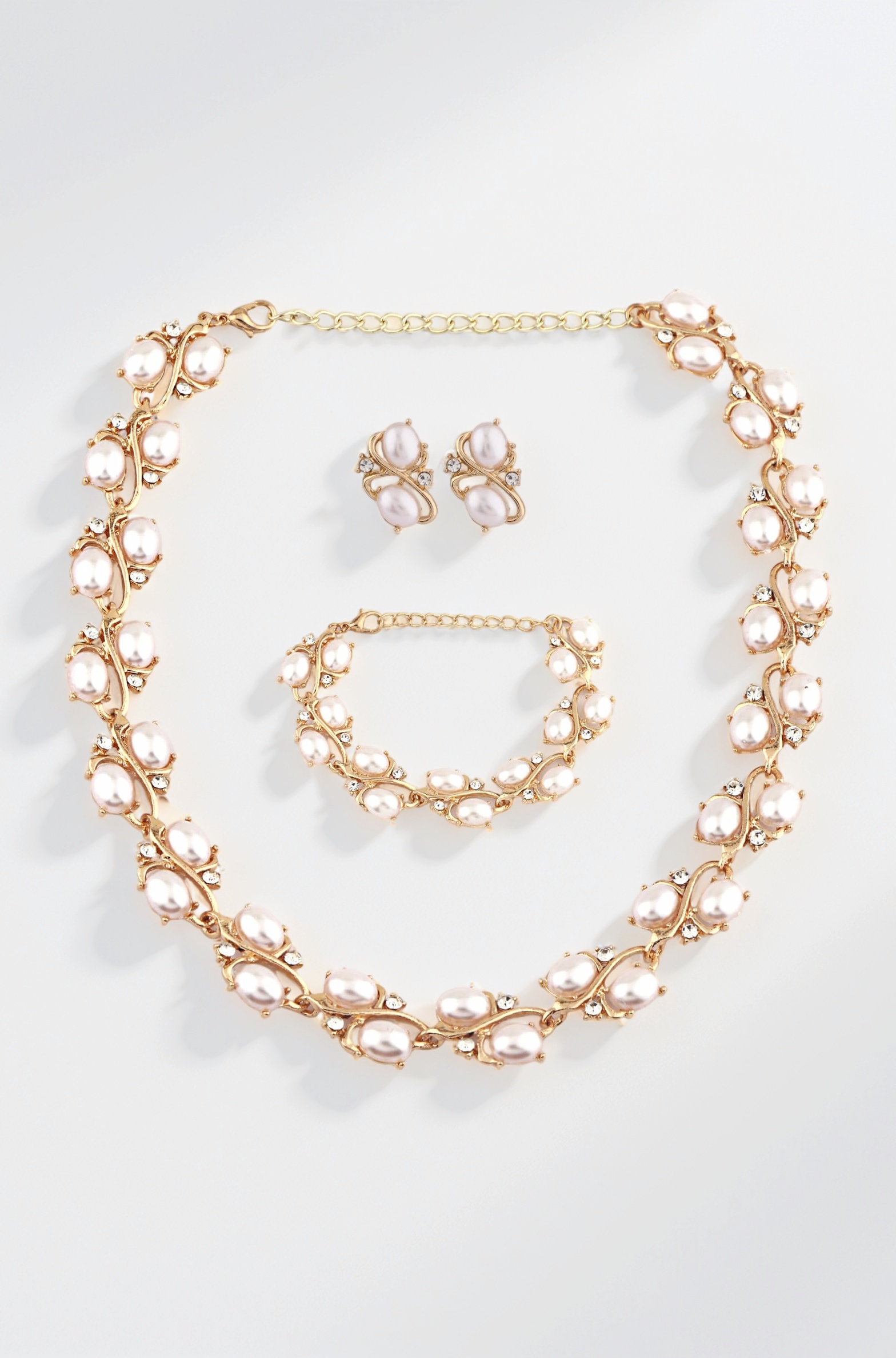 Latest Stylish Design Fancy Pearl Bracelet Earrings Necklace Jewellery Set for Women (15214s) Valentine Gift for Girlfriend