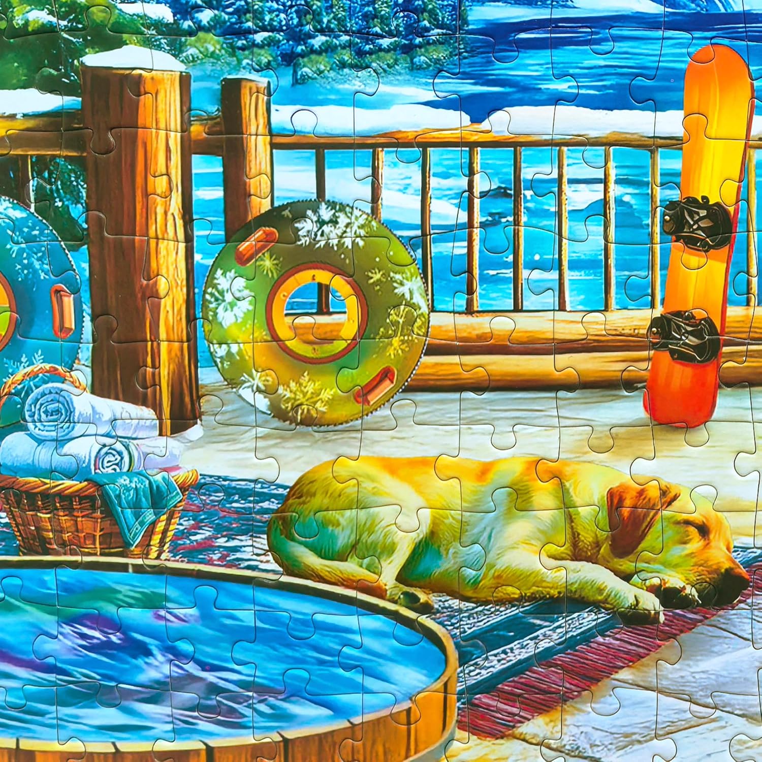 300 Piece Puzzles for Adults Large Piece - Jigsaw Puzzle for Kids Seniors - Northern Lights Lounge Cabin