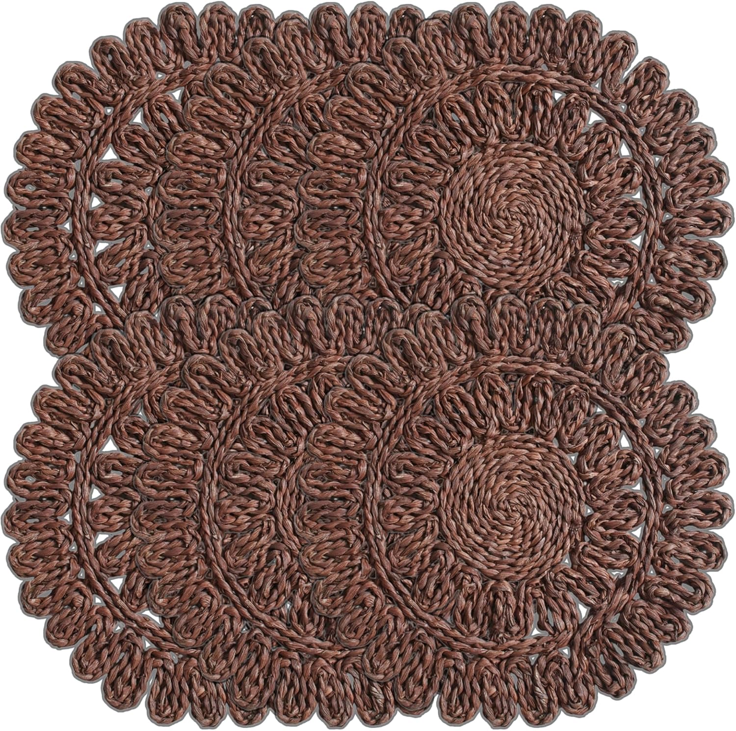 Circorn 13.8" Flower Woven Placemats Set of 6 - Corn Husk Tablemats | Vintage Boho Plate Chargers & Centerpiece Mats | Thick Hand-Braided Farmhouse Decor for Christmas, Party, Housewarming Gift