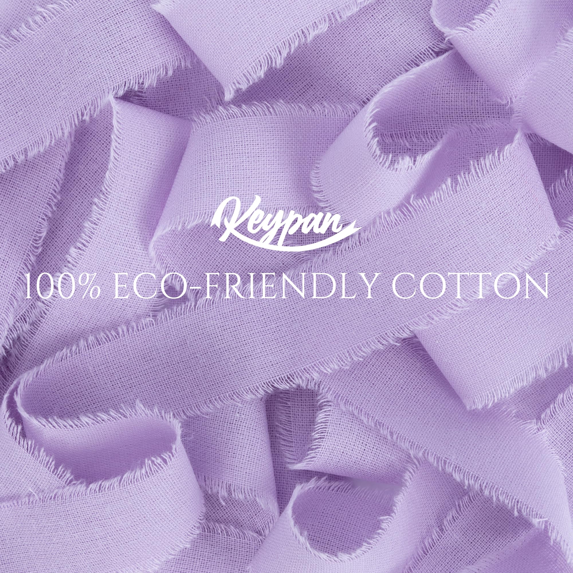 Keypan Cinta morada de 1 x 15 yardas con flecos deshilachados, cintas de algodón lavanda para envolver regalos, invitaciones de boda, ramo de flores, baby shower