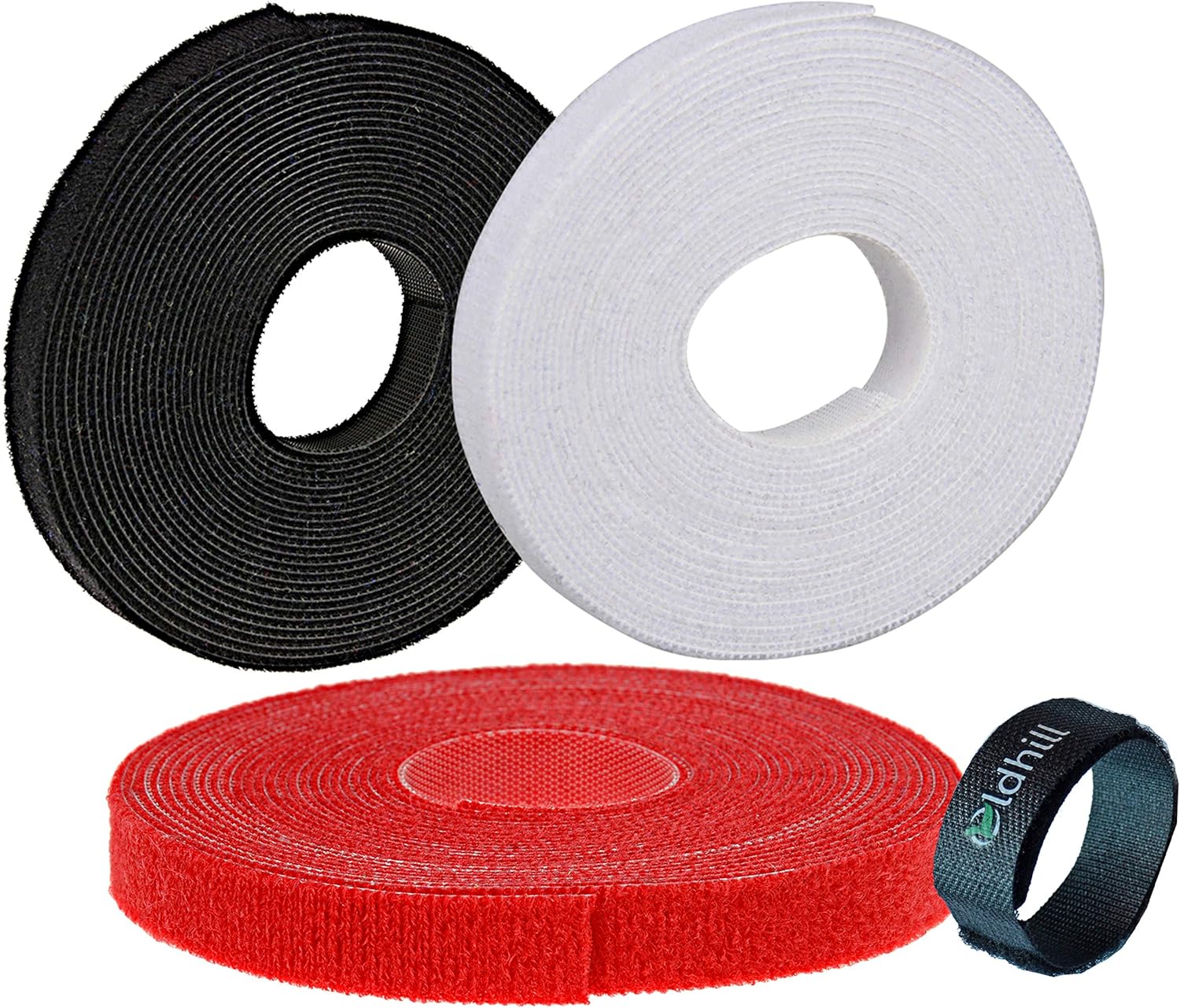 Fastening Tapes Hook and Loop Reusable Straps Wires Cords Cable Ties - 1/2"" Width, 15' x 3 Rolls Grey, BY0882403A