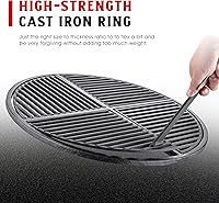 Vista 4 de Pre-Seasoned Modular Cast Iron Grate, Fits 22.5" Kettle Grills Like Weber and SnS Grills Heavy-Duty 19 lb Grate for Superior Heat Retention &