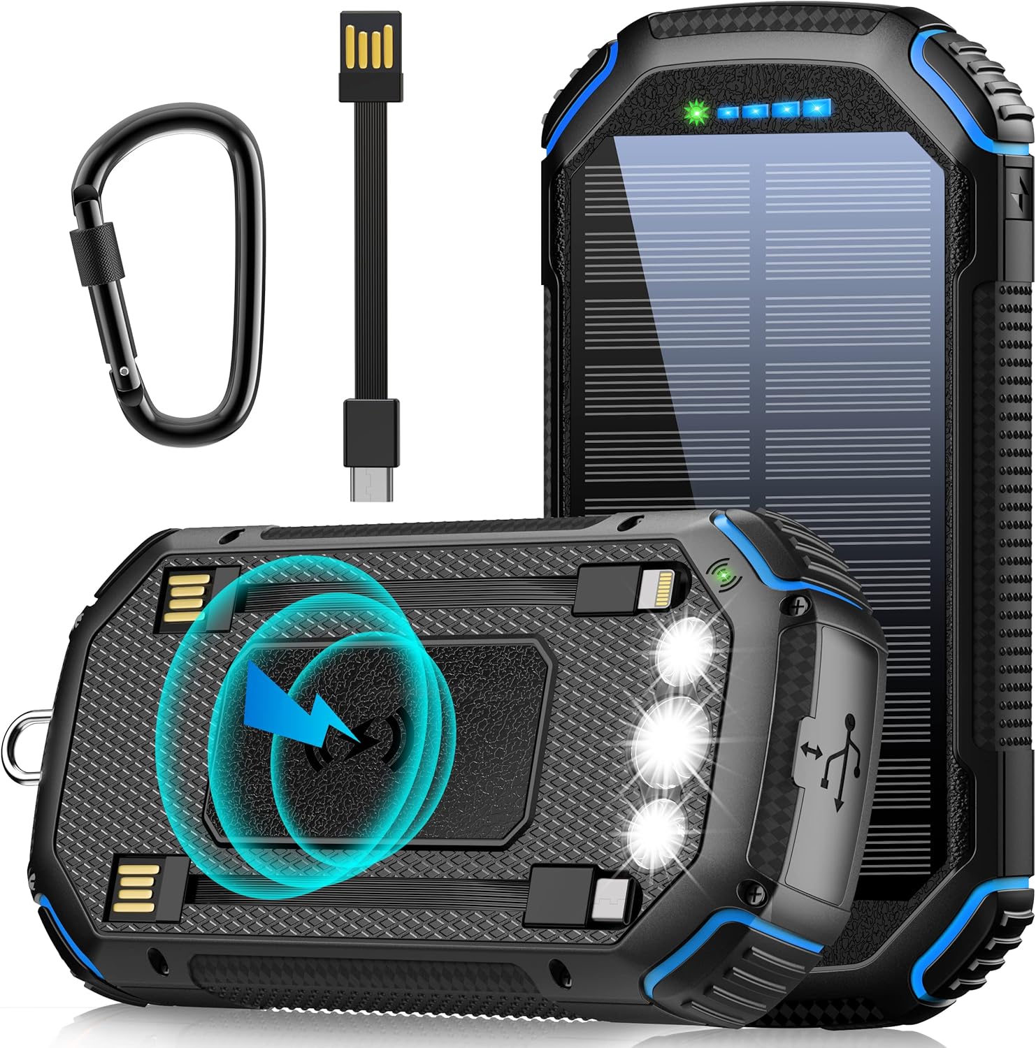 Solar Power Bank 36000mAh,Solar Charger Wireless Built in 3