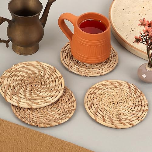 Miniatura 3 de Juego de 12 posavasos de madera para protección de mesa, posavasos para exteriores, posavasos para mesa de café, juego de 12 unidades, alfombrillas