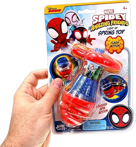 Miniatura 6 de JA-RU Disney Mickey Mouse & Marvel Spiderman - Juguete giratorio con luz LED (2 unidades) para niños, caja del tesoro del aula y regalos de