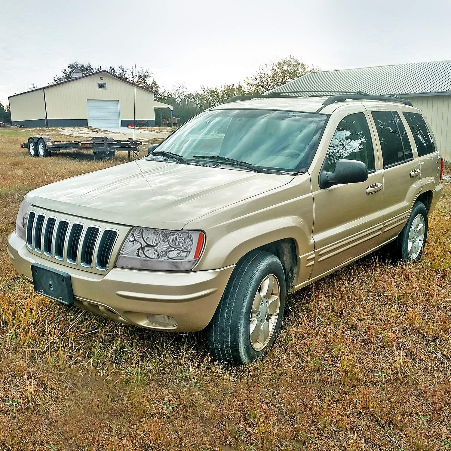 SPEC-D TUNING Chrome Replacement Headlights Compatible with 1999-2004 Jeep Grand Cherokee Left + Right Pair Head Lights Lamps Assembly