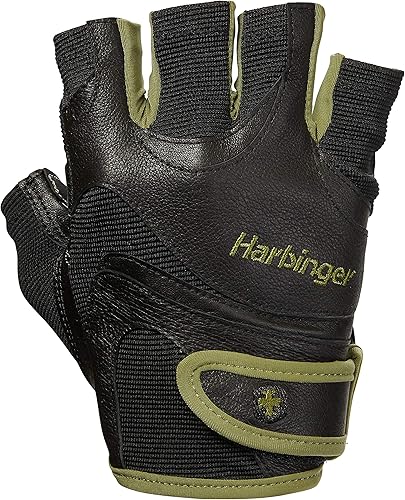 Harbinger Flexfit - Guantes de levantamiento de pesas sin muñequera con palma de cuero acolchada flexible (par)