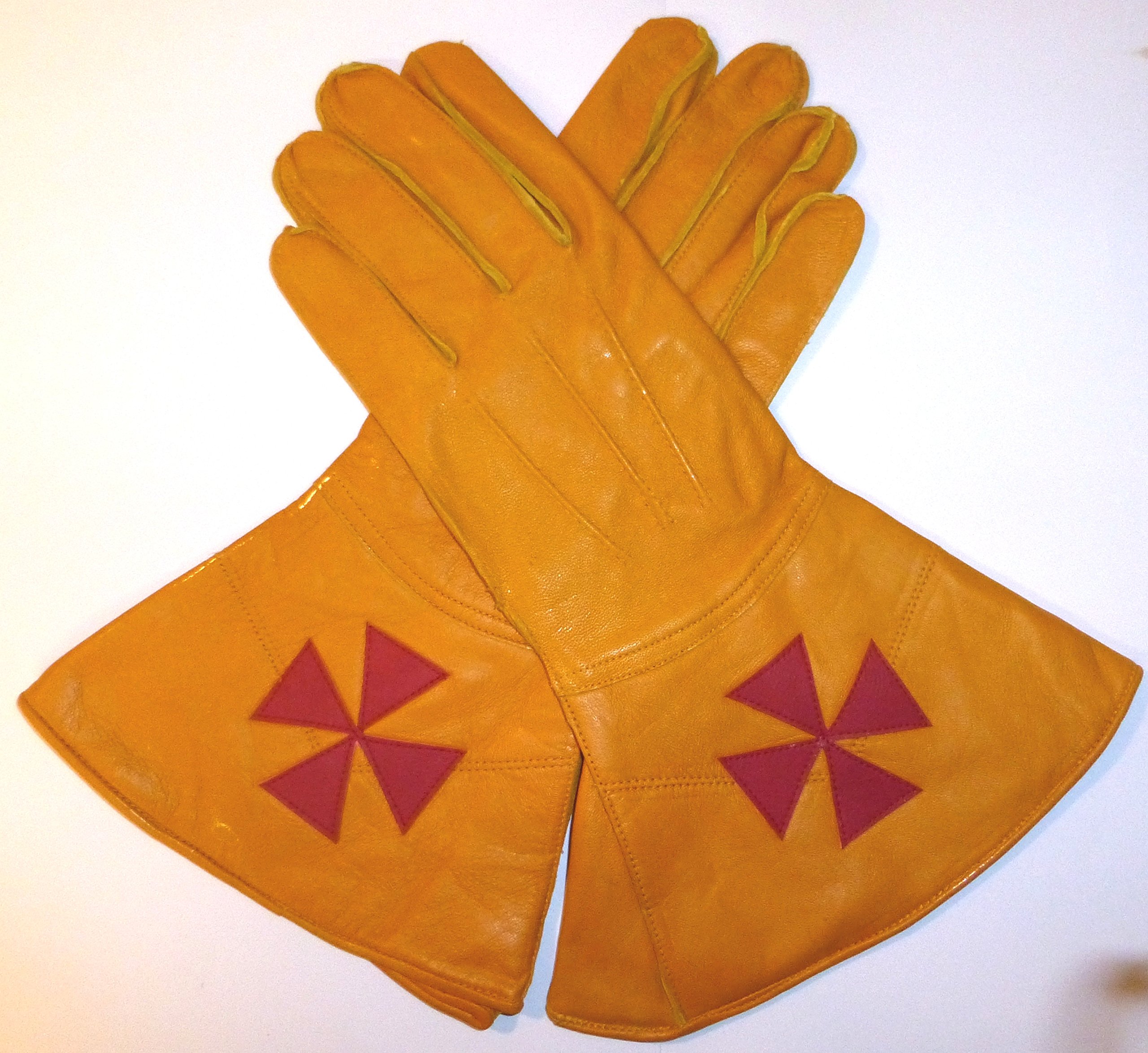 Masonic Knights Templar Gauntlets (Scottish) - Tan Leather (Large)
