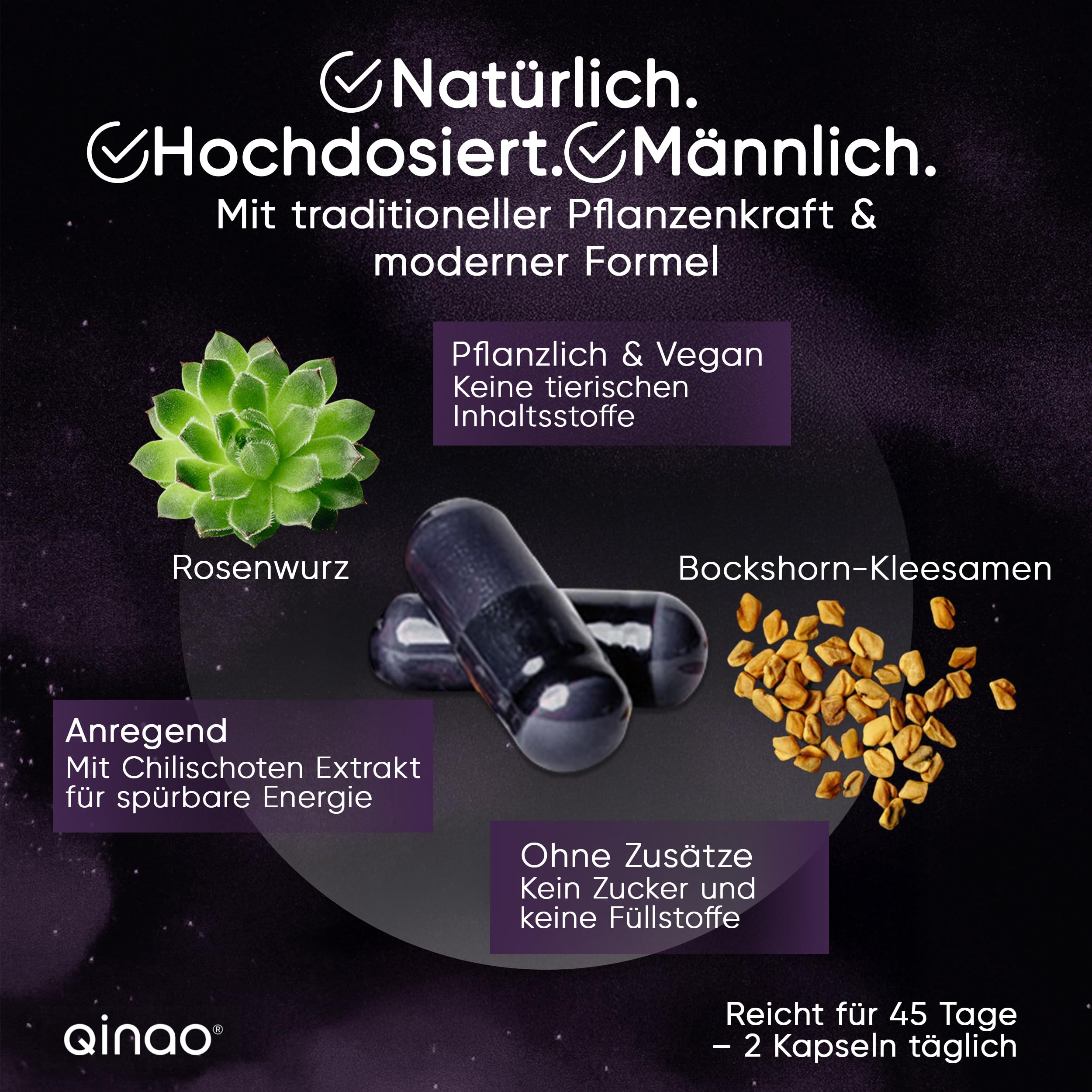 PASSION MALE – Komplex mit L Arginin, Citrullin & Bockshornklee – Mit Zink & Selen für den Erhalt eines normalen Testosteronspiegels – 90 Vegane Kapseln – Ohne künstliche Zusätze