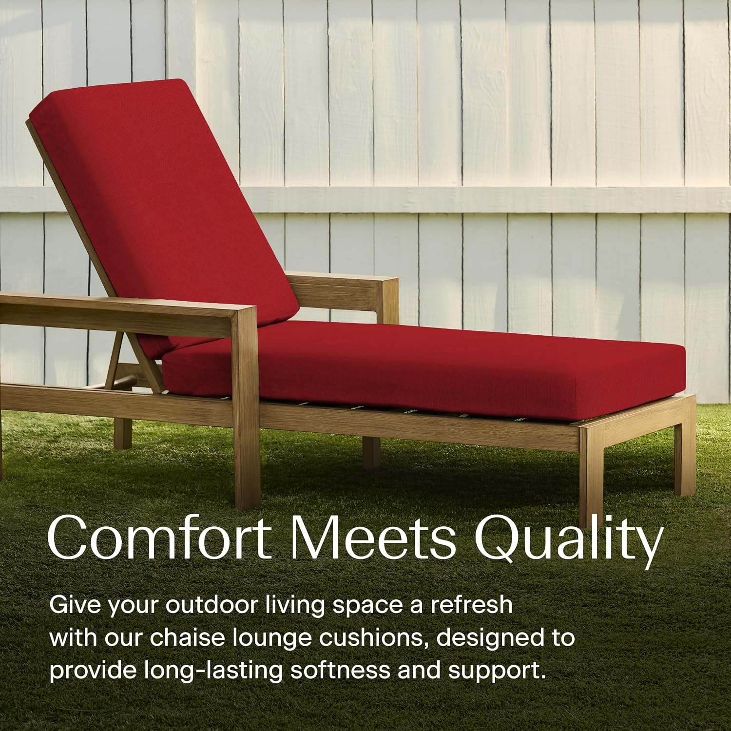 Honeycomb Outdoor Chaise Lounge Cushion for Patio Furniture, Water & Fade Resistant, Removable Cover, 24 x 73, Heritage Textured Solid Imperial Red