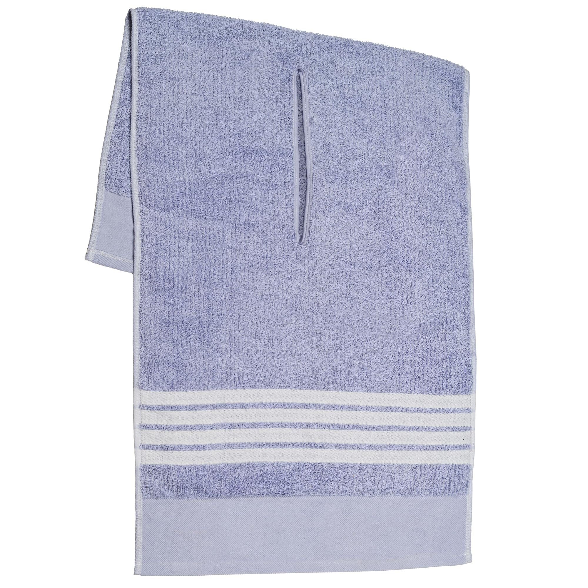 Barley Direct Tour Towel Large Terry Cloth Caddy Towel, Absorbent 19" x 44", Center Cut, Perfect Hang Golf Cart Accessory and Golf Bag, White with Blue Stripes(Lavender W/White Stripes)