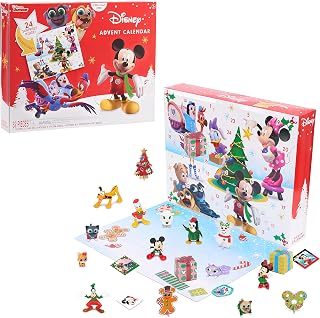 Disney Junior Advent Calendar, 32 pieces, figures, decorations, and stickers, by Just Play