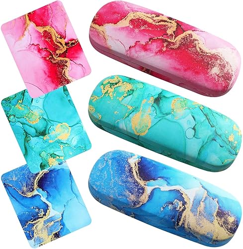 QSCFKL Hard Shell Eyeglasses Case, Protective Hard Glasses Case with Cleaning Cloth Portable Eyewear Case for Women Men