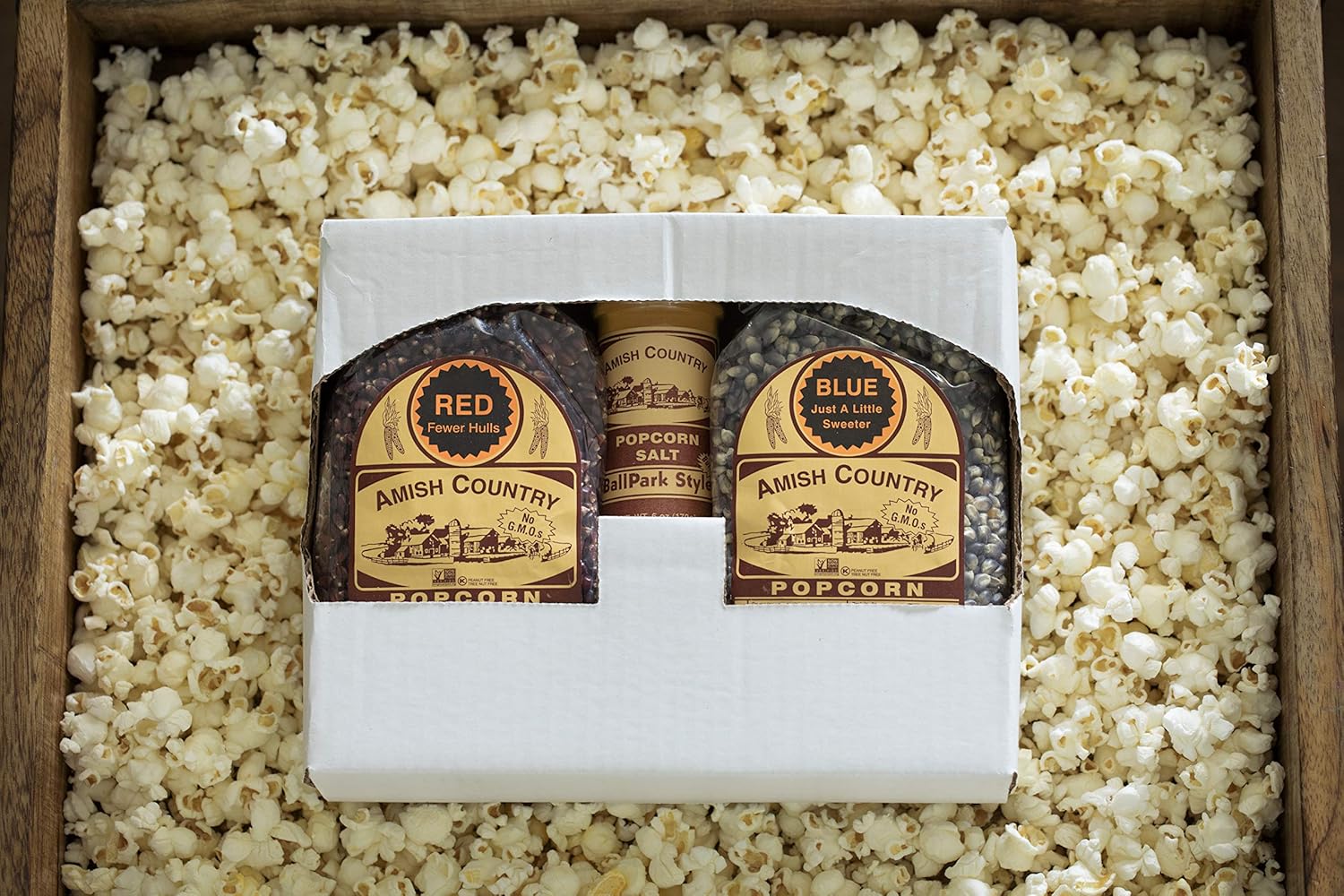 Amish Country Popcorn | 2-2 lb Bags | Red and Blue Popcorn Kernels with Cheddar Cheese Seasoning Variety Set | Old Fashioned, Non-GMO and Gluten Free