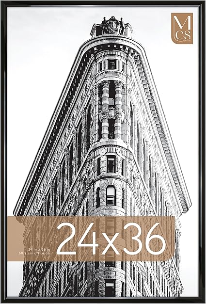 MCS Trendsetter 24x36 Poster Frame Black High-Gloss, Vertical & Horizontal Wall Hanging Large Picture Frame for Photos, Posters & Art Prints (1-Pack)