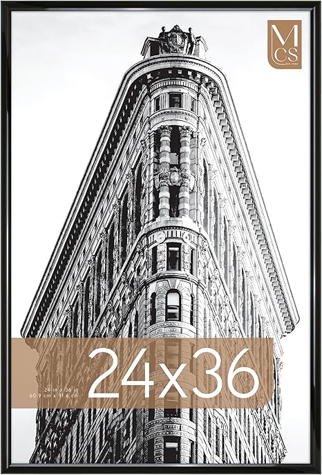 MCS Trendsetter 24x36 Poster Frame Black High-Gloss, Vertical & Horizontal Wall Hanging Large Picture Frame for Photos, Posters & Art Prints (1-Pack)