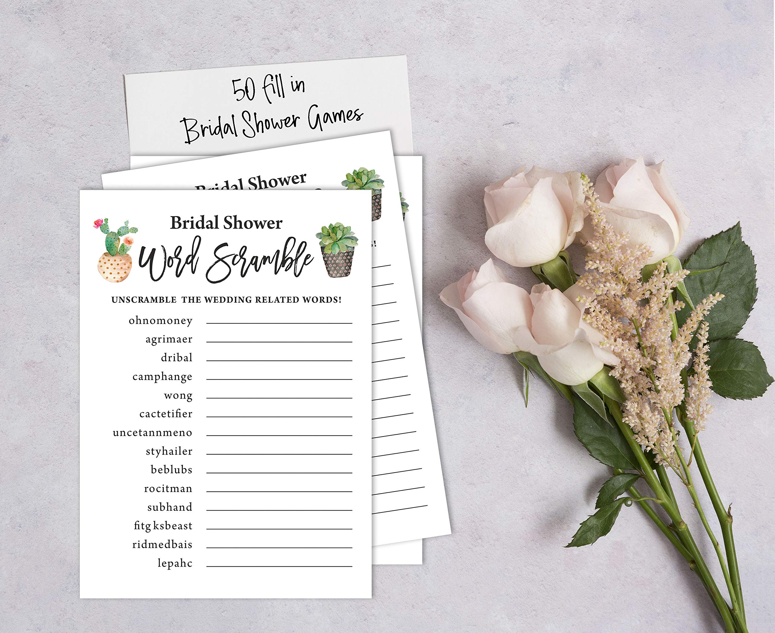 Inkdotpot Tarjetas De Ducha De Soltera Actividad Mayor Partido De La Boda De Novia Juego Juego De La Ducha 50-Pack Amor De Cactus Taco'Bout Lo Que Esta En Su Teléfono