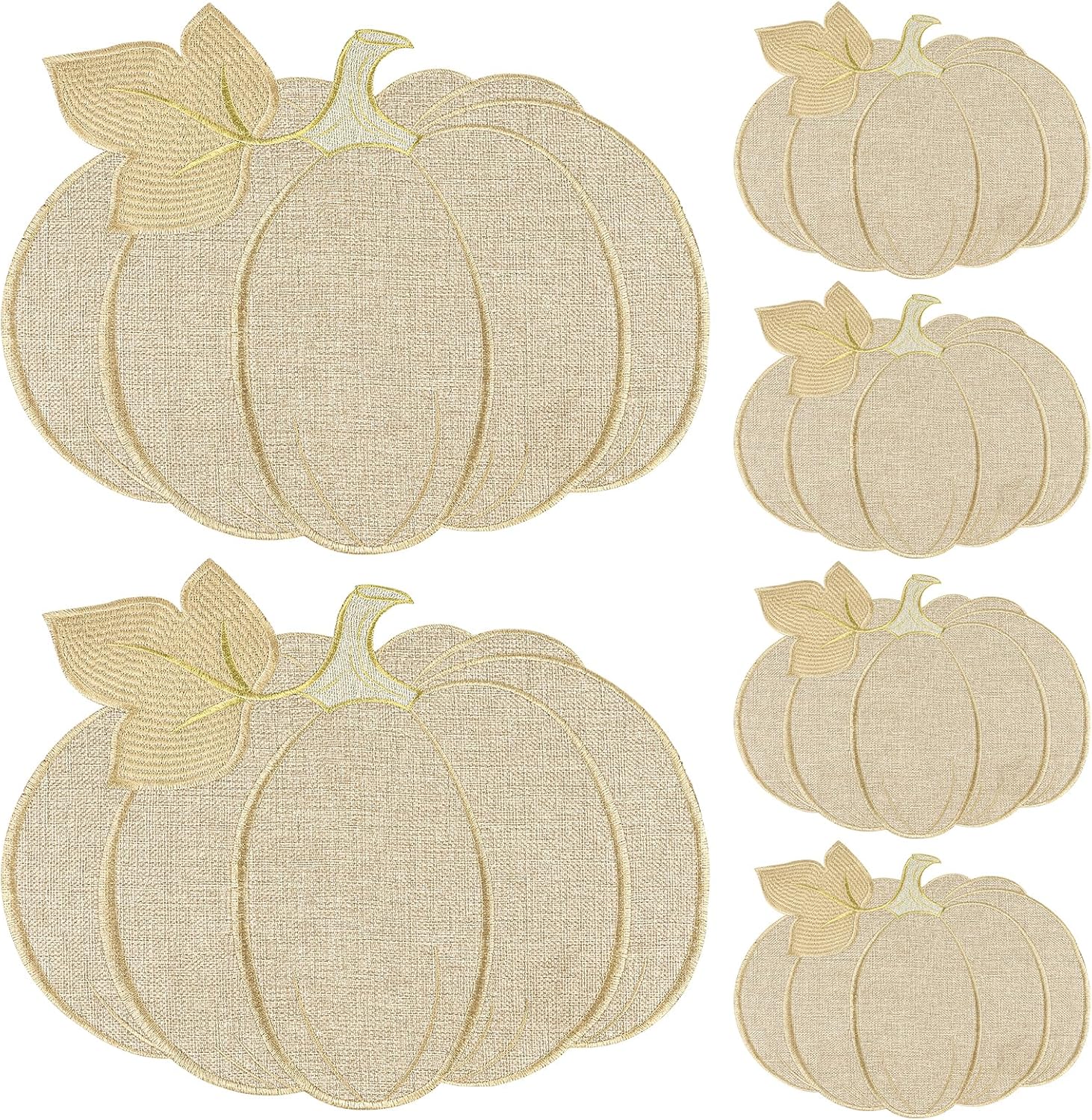 Fall Thanksgiving Pumpkin Placemats Set of 6 Fall Autumn Table Decorations Indoor Farmhouse Harvest Pumpkins Table Round Placemats for Party Kitchen Dinning