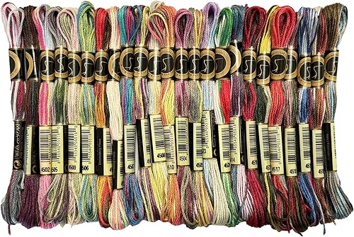 Miniatura 6 de Paquete de 12 madejas de hilo dental con variaciones mágicas de color, seis hebras bordadas de hilo de punto de cruz, multicolor, juego A