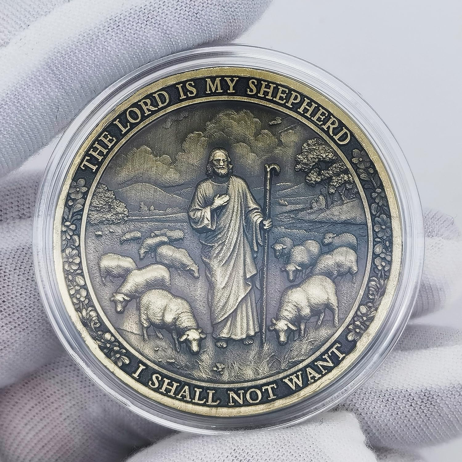 Psalm 23:4 Religious Challenge Coin - The Lord is My Shepherd Biblical Coins with Inspirational Scripture