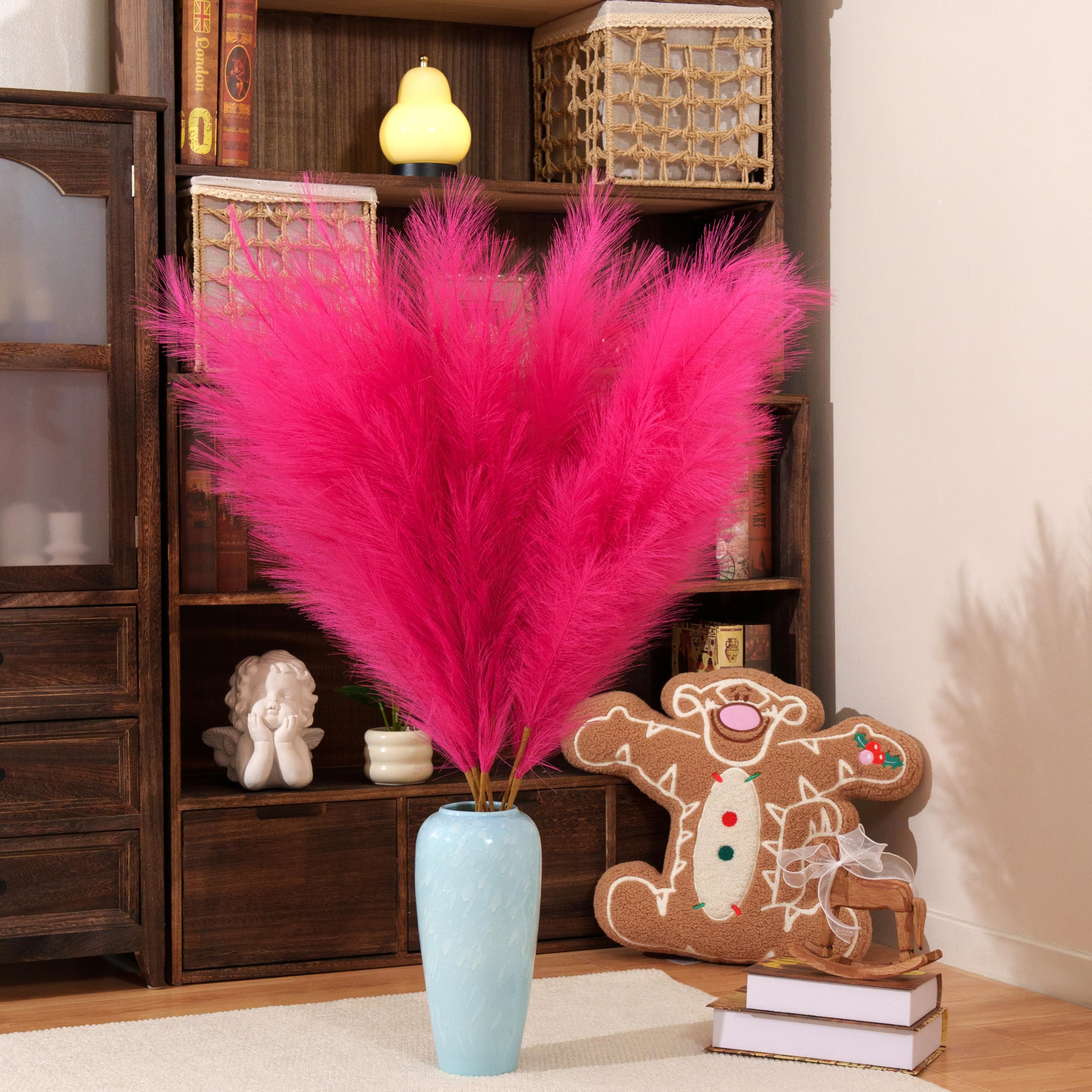 Künstliche Pampasgras, 110 cm, 8 Stück, 110 cm, große flauschige künstliche Pampasgräser, lange künstliche Federblumen, für Boho-Hochzeitsarrangements, Wohnzimmer