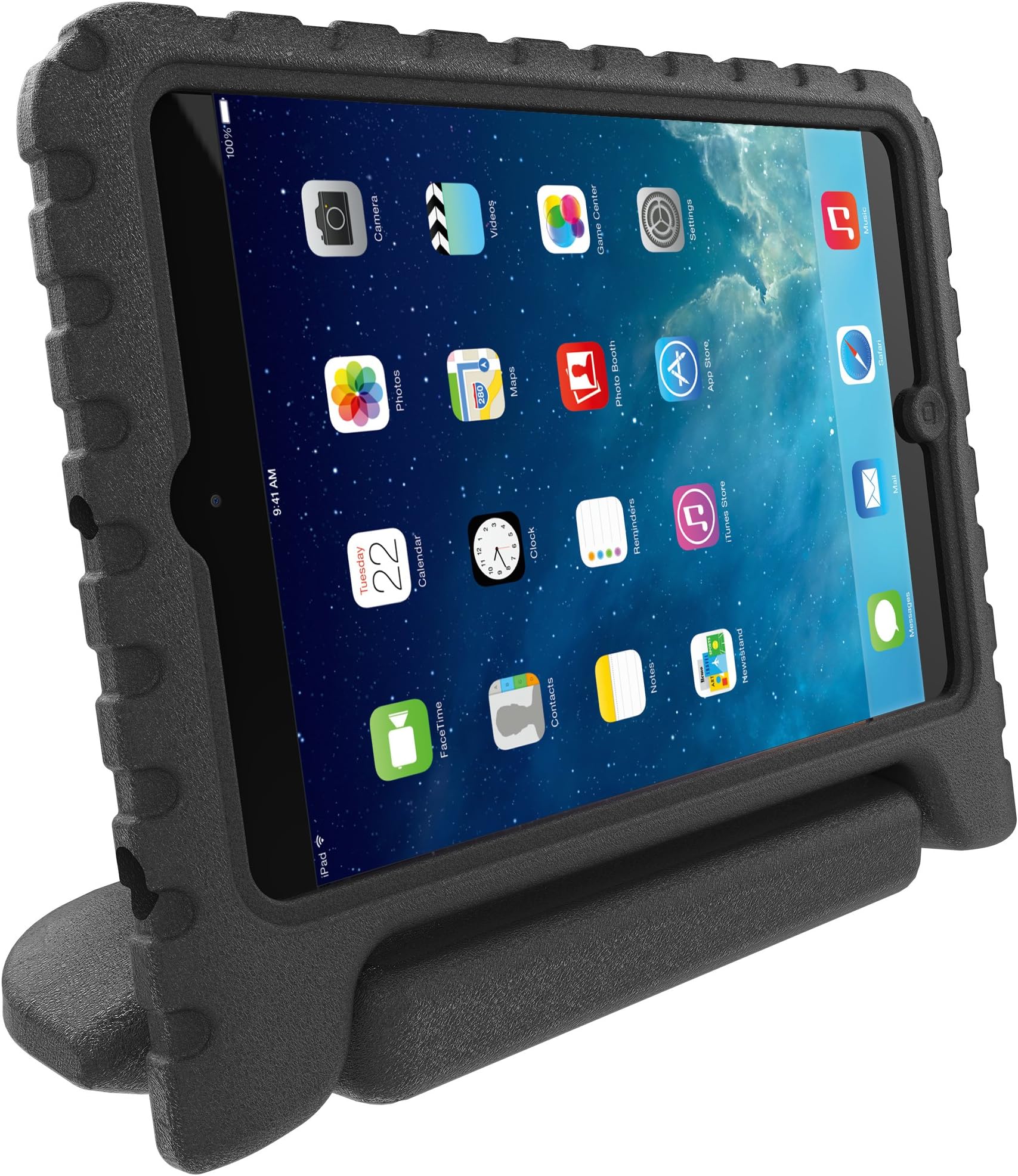 Stalion iPad Air Kids Case Safe Shockproof Protection for Apple iPad Air (5th Generation)(Licorice Black) Kid Proof + Ultra Lightweight + Comfort Grip Carrying Handle + Folding Stand