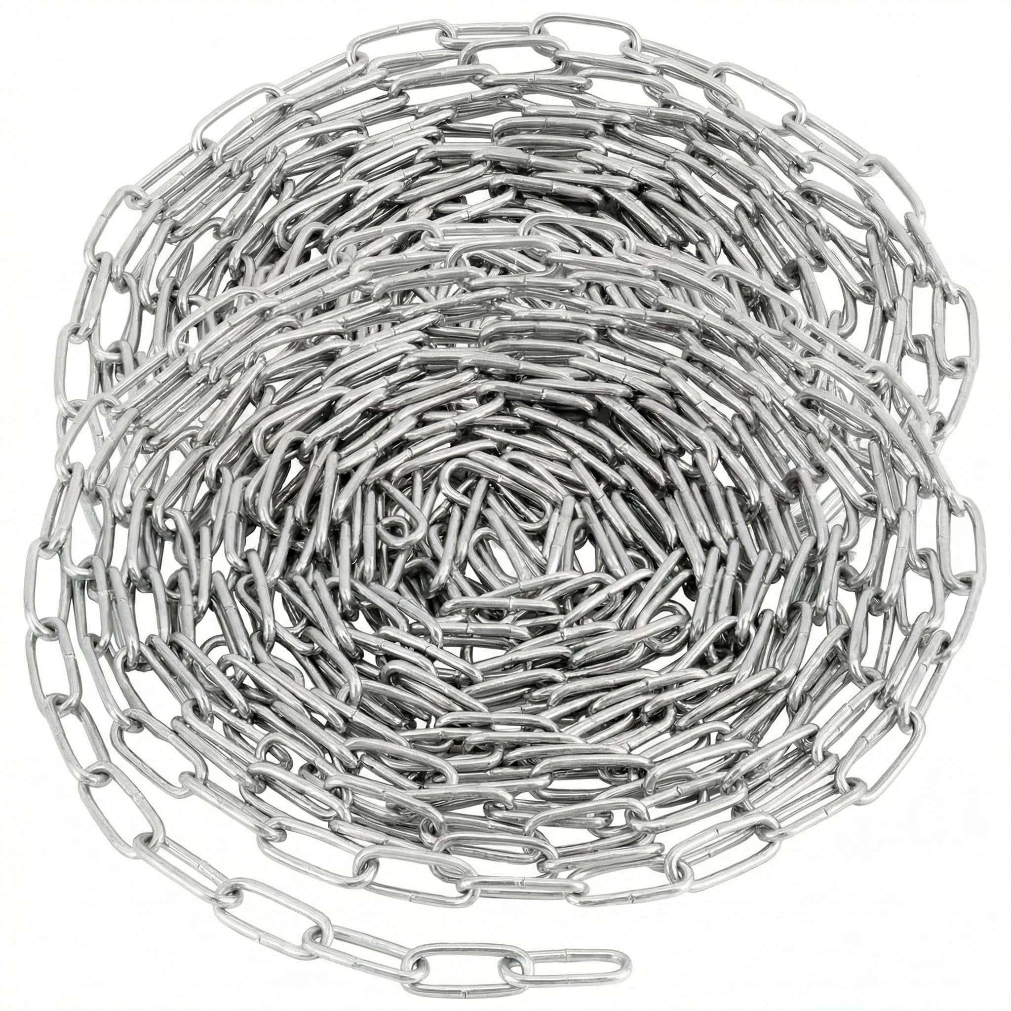 QWORK® Łańcuch ze stali ocynkowanej - Ø 2 mm - 5 m - odporny na rdzę - na sznurek do bielizny/wiszące rośliny/łańcuszek dla psa/zapięcie rowerowe/dekoracja DIY