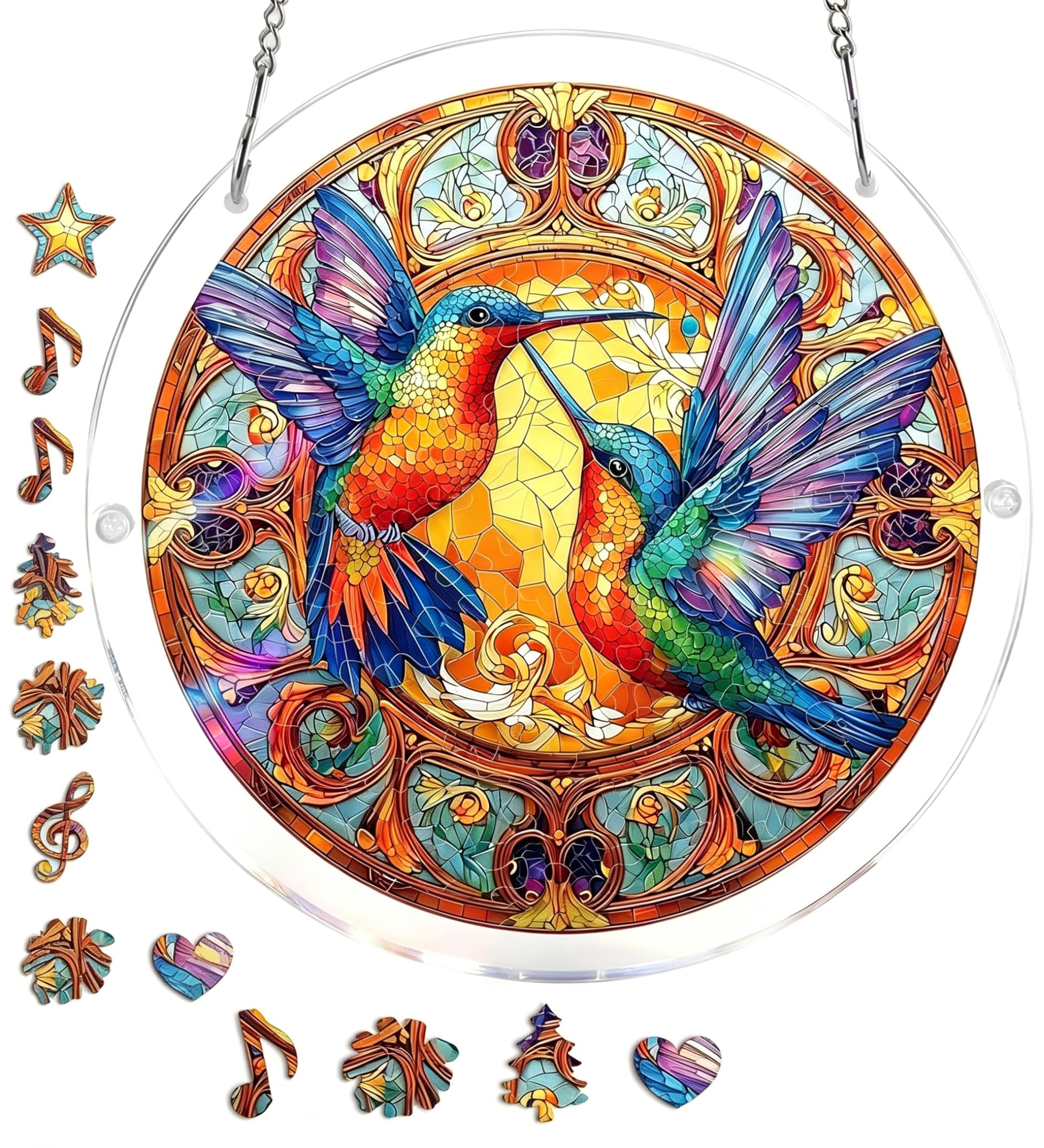 Acrylic Puzzle Suncatcher - Double Window Hanging Acrylics Suncatchers - Acrylic Jigsaw Puzzle Suncatcher for Home Garden Decor Unique Gift