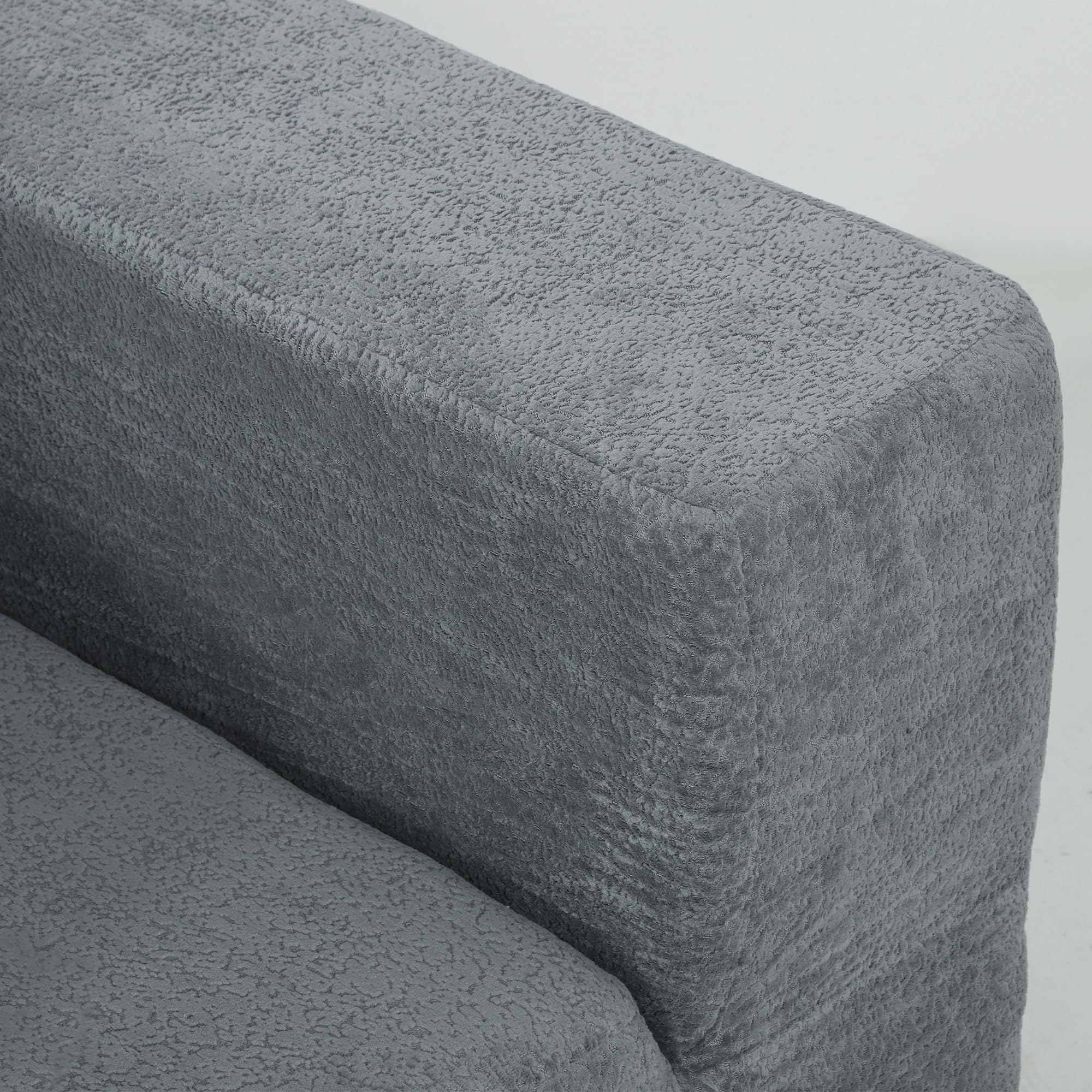 HOMCOM Divano Angolare Modulare 4 Posti Senza Struttura, Seduta Ampia Profonda, Divano Componibile a U con 2 Pouf, Braccioli Larghi e Cuscini, in Velluto per Soggiorno, 294x165x70 cm, Grigio Scuro
