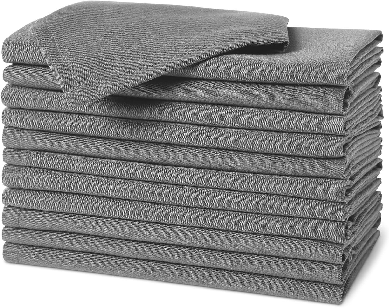 Servilletas de Tela Reutilizables Amazon Basics, 43 x 43 cm, Gris Oscuro, Pack de 12