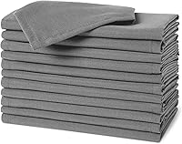 Amazon Basics Stain & Wrinkle Resistant Reusable Cloth Napkins, 17x17 Inch Grey, 12-Pack - Durable & Eco-Friendly