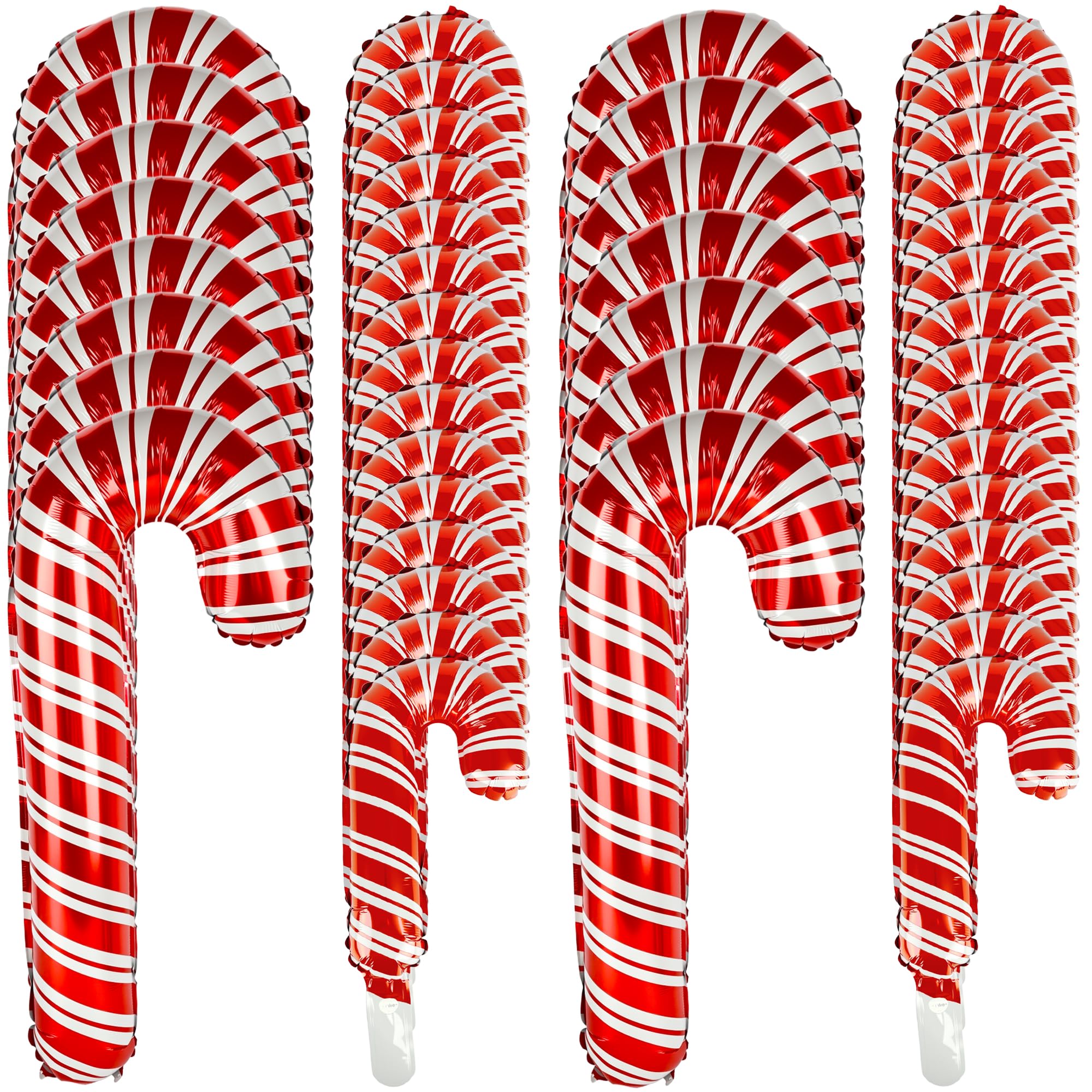 45 Pcs Christmas Candy Cane Foil Balloons Xmas Santa Candy Canes Balloon Large Red Christmas Party Decor Balloons for New Year Carnival Festival Party Decorations (28 inch, 15 inch)