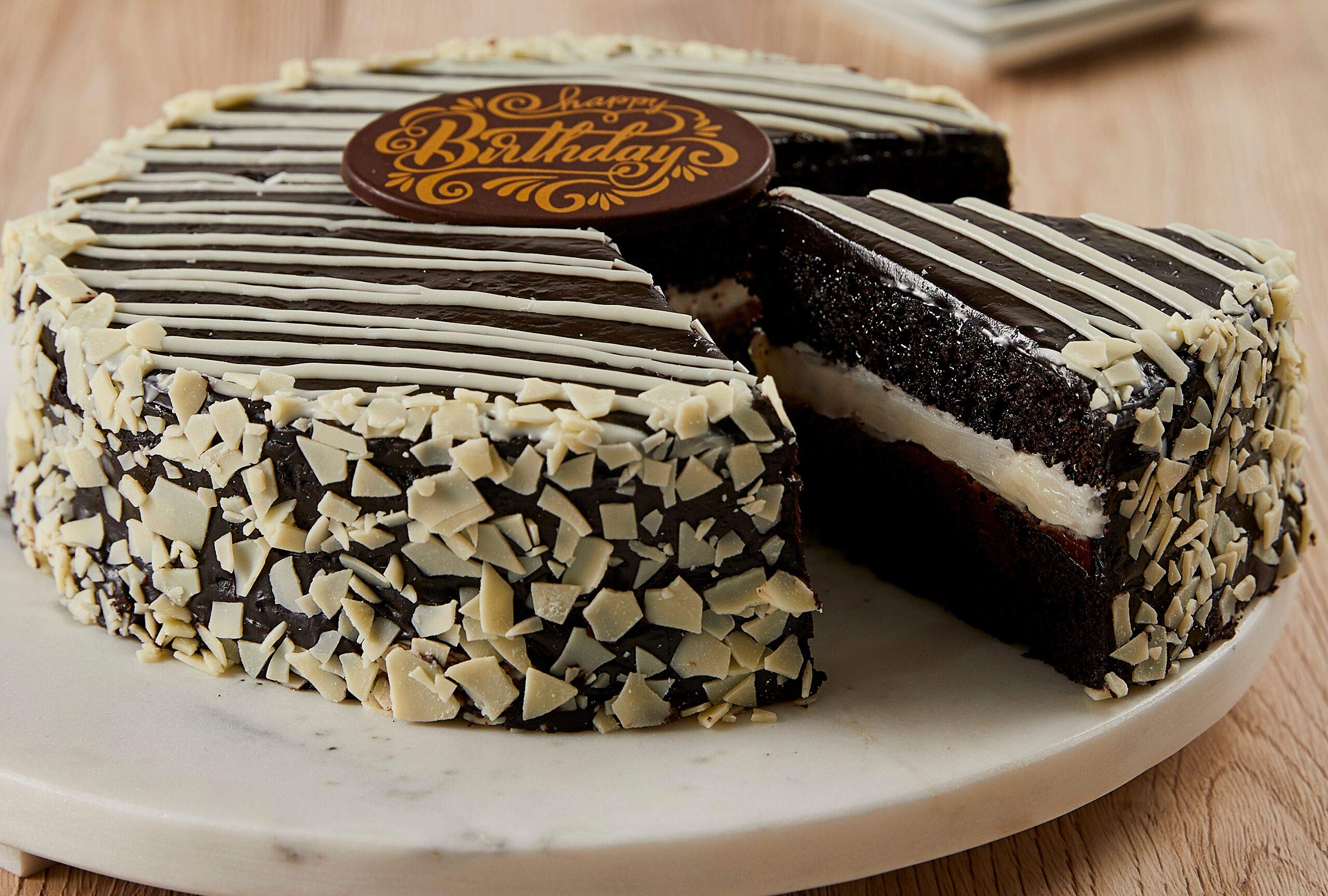 Bake Me A Wish Black and White Mousse Cake w/Whipped Buttercream, Chocolate  Cream and Chocolate Fudge Frosting - Happy Birthday - Buy Online - 164606704