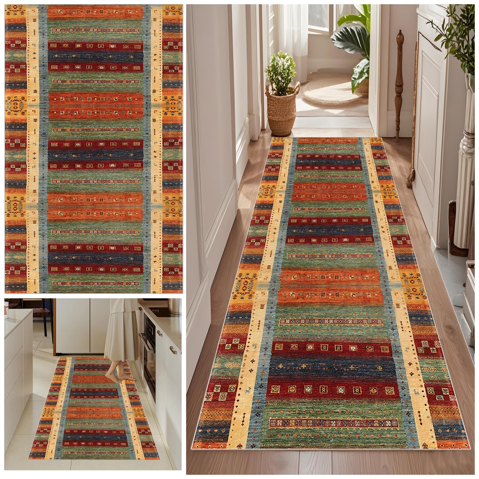 Läufer Teppich Flur Küche 70 x 230 cm Waschbar rutschfest Teppich Läufer Flur Lang, Langer Flur Teppich Läufer, Flurteppich Flurläufer Lang Modern Teppichläufer Fur Korridor Wohnzimmer Anpassbar