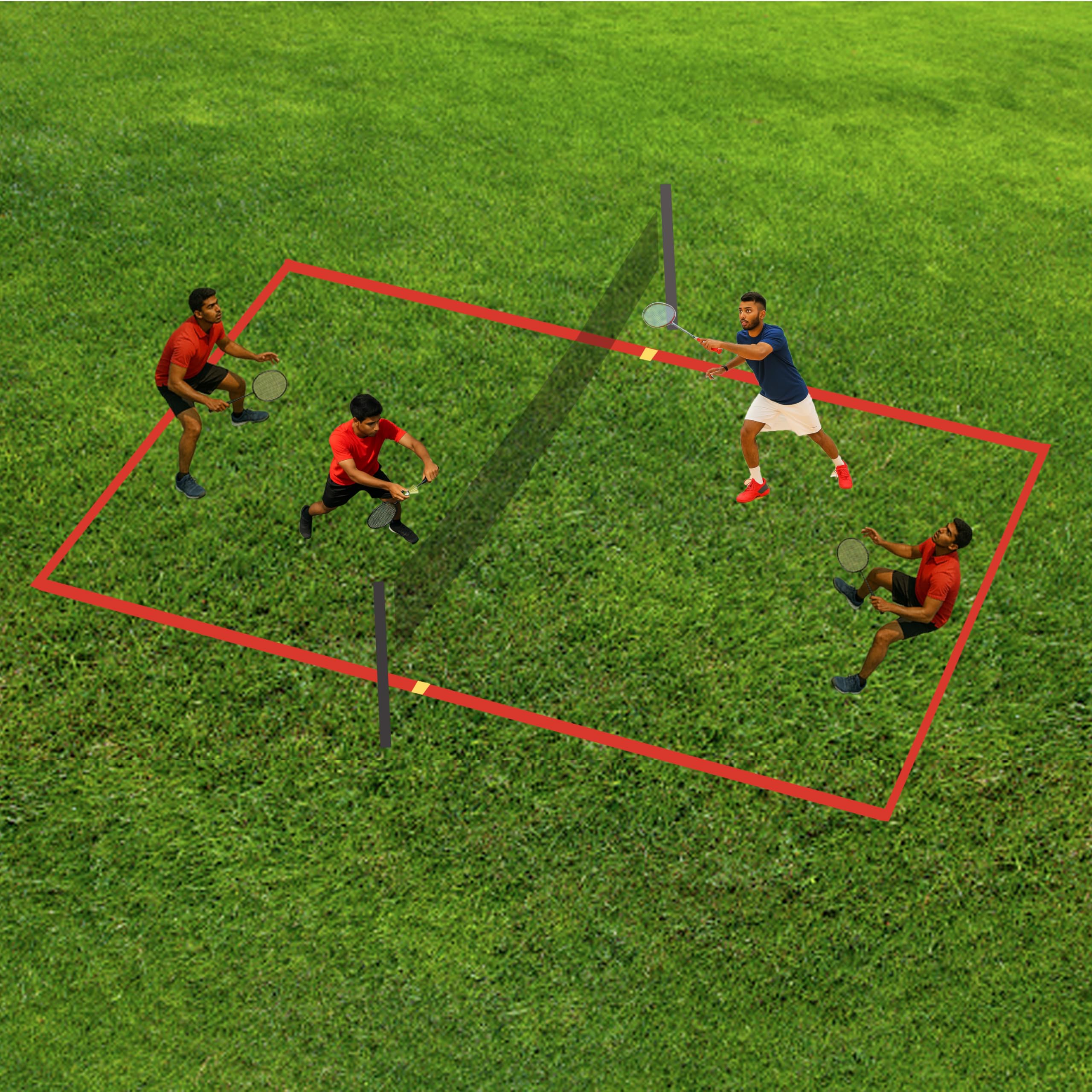 FunBadmenton Outdoor, Portable Badminton Court Lines for Soil & Grass – Creates Official Size 44 ft x 20 ft Badminton Court, Instant Badminton Court, Doubles Badminton Court Boundary Line-image-34