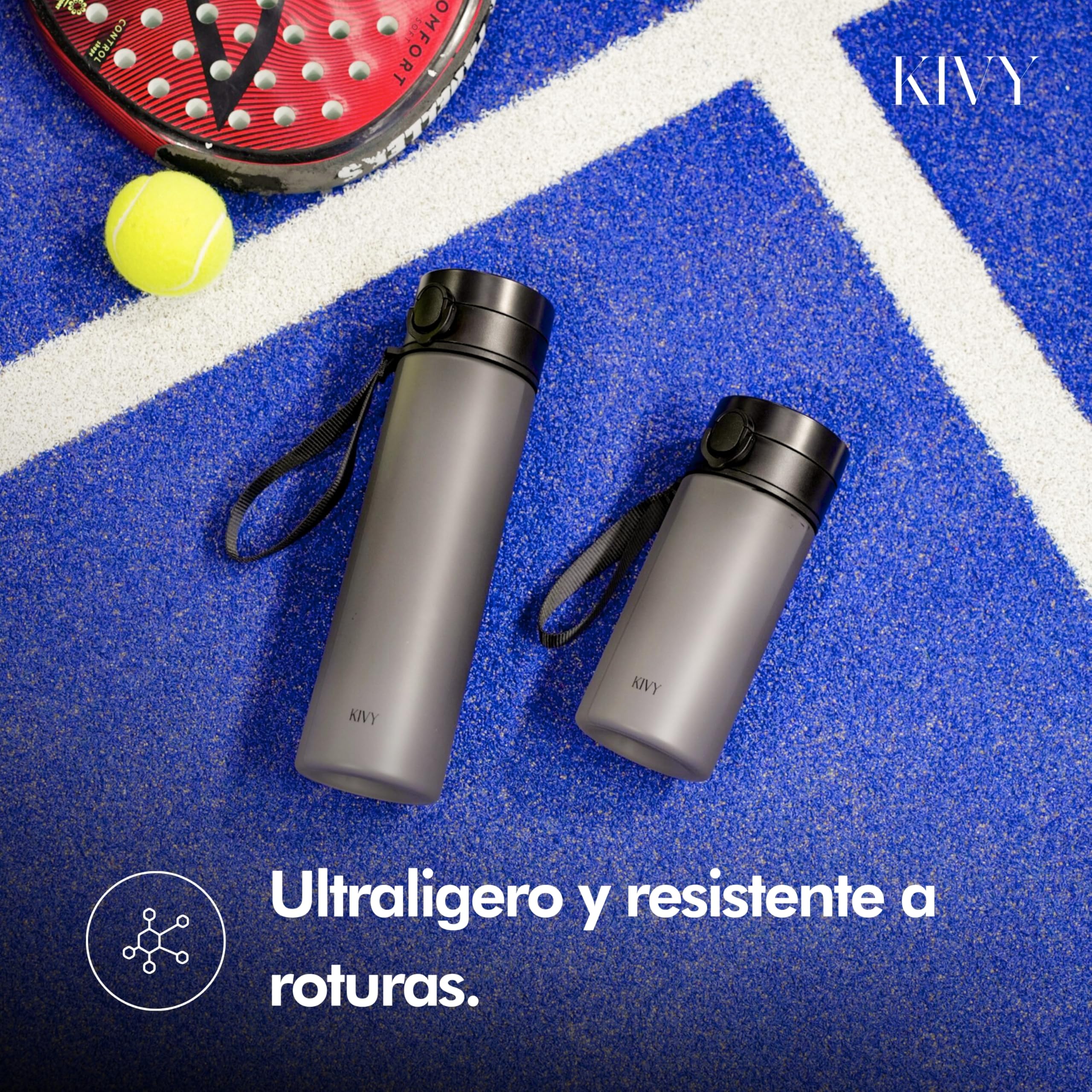 KIVY Tritan Botella de Agua 1L [IRROMPIBLE] - Water Bottle Sin BPA para Gimnasio, Gym & Deporte - Garrafa Reutilizable de Plástico Apto Lavavajillas - Cantimplora Deportiva, Oficina y Escuela - Blanco - 3
