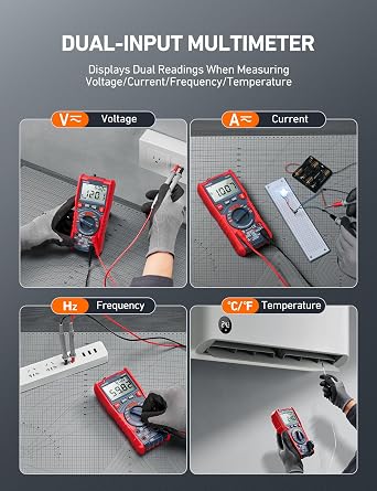 AstroAI 6000 Counts TRMS Auto-Ranging Digital Multimeter, NCV Live Wire Detection, Capacitance & Temperature Tester, CAT III 600V Safe for Home & Auto, Large Screen & Smart Safety Alert, Flashlight