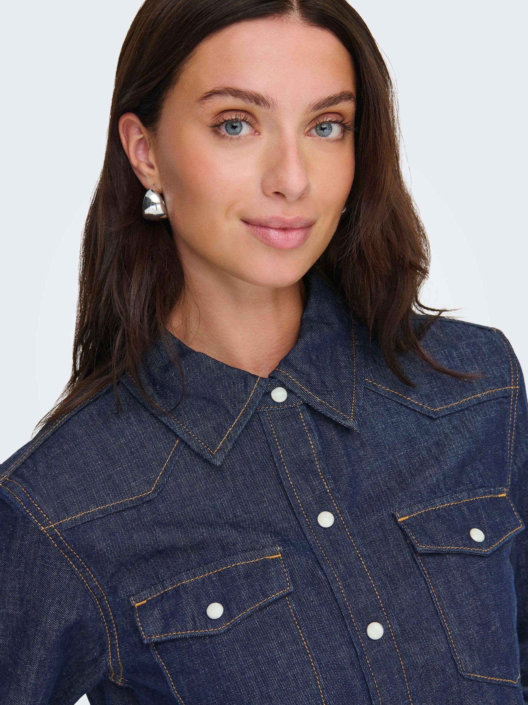 ONLY Shirt Onlcharlize LS DNM-Maglietta AKM Noos Donna