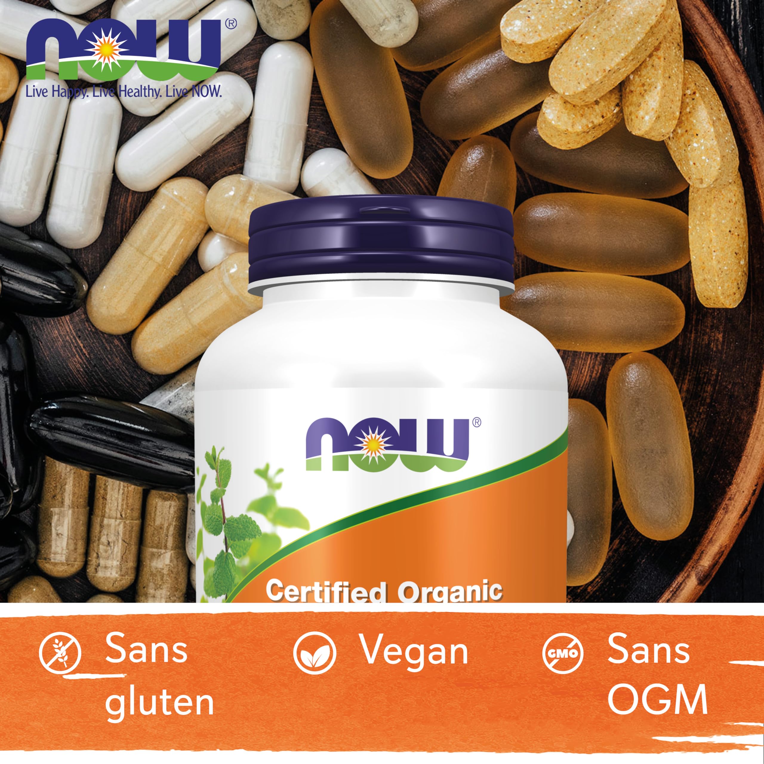Now Foods, Certified Organic Spirulina (Spiruline Certifiée Biologique), 500mg, 500 Comprimés végétaliens, Testé en Laboratoire, Sans Soja, Sans Gluten, Végétarien