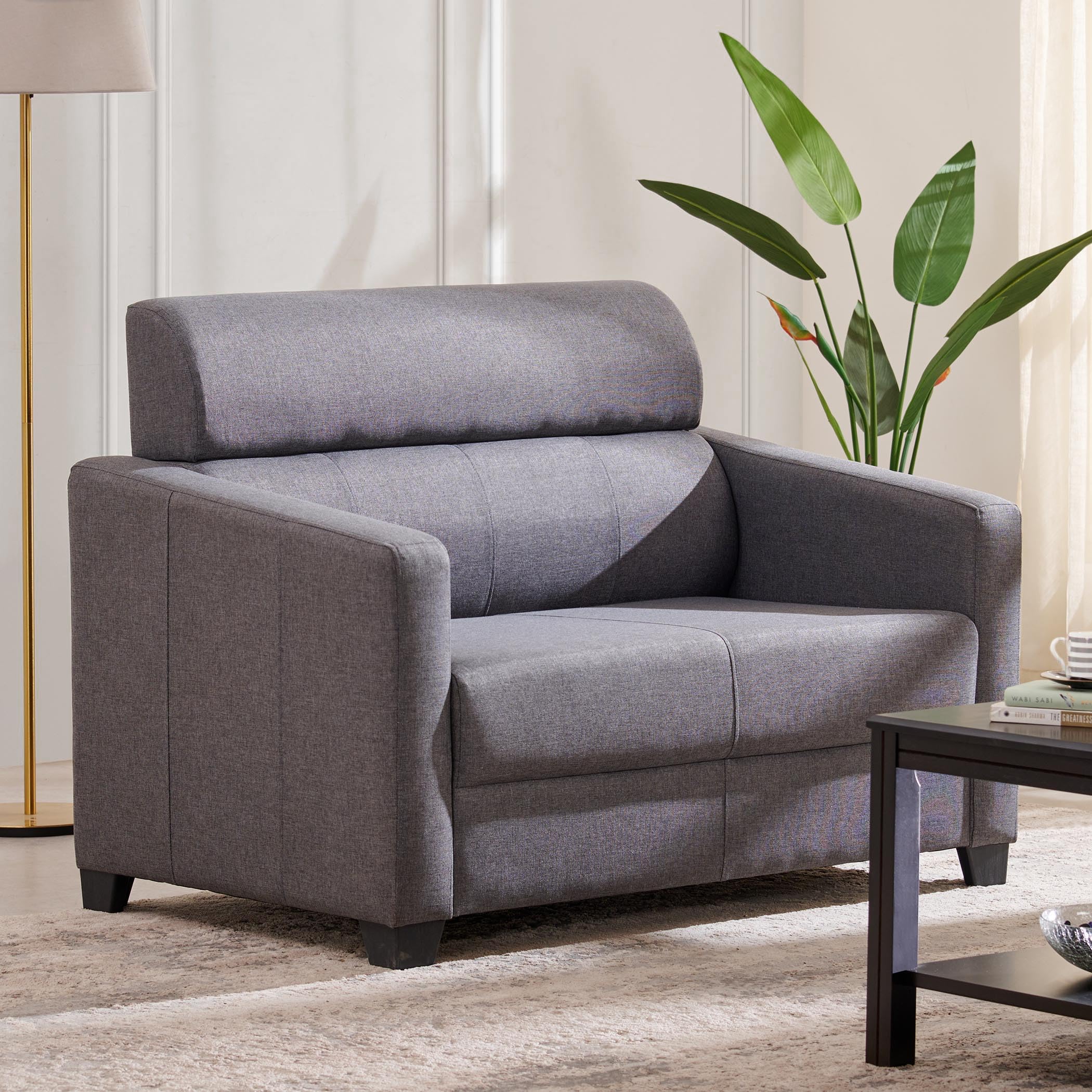 Home Centre 2 Seater Helios Lazio Fabric Sofa| Fabric Sofa| (Grey) |1 Year Warranty
