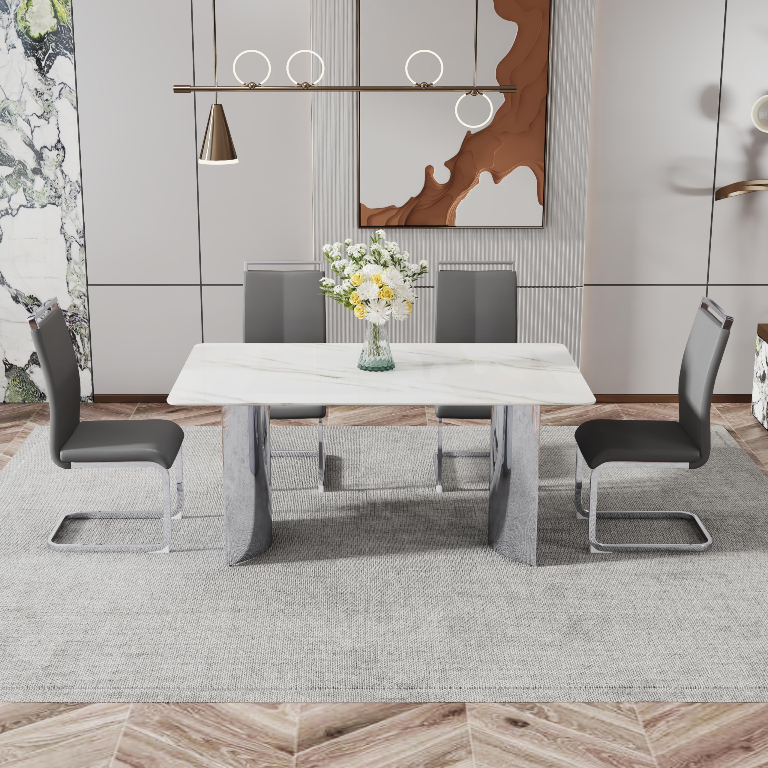 میز ناهار خوری طرح سنگ مرمر