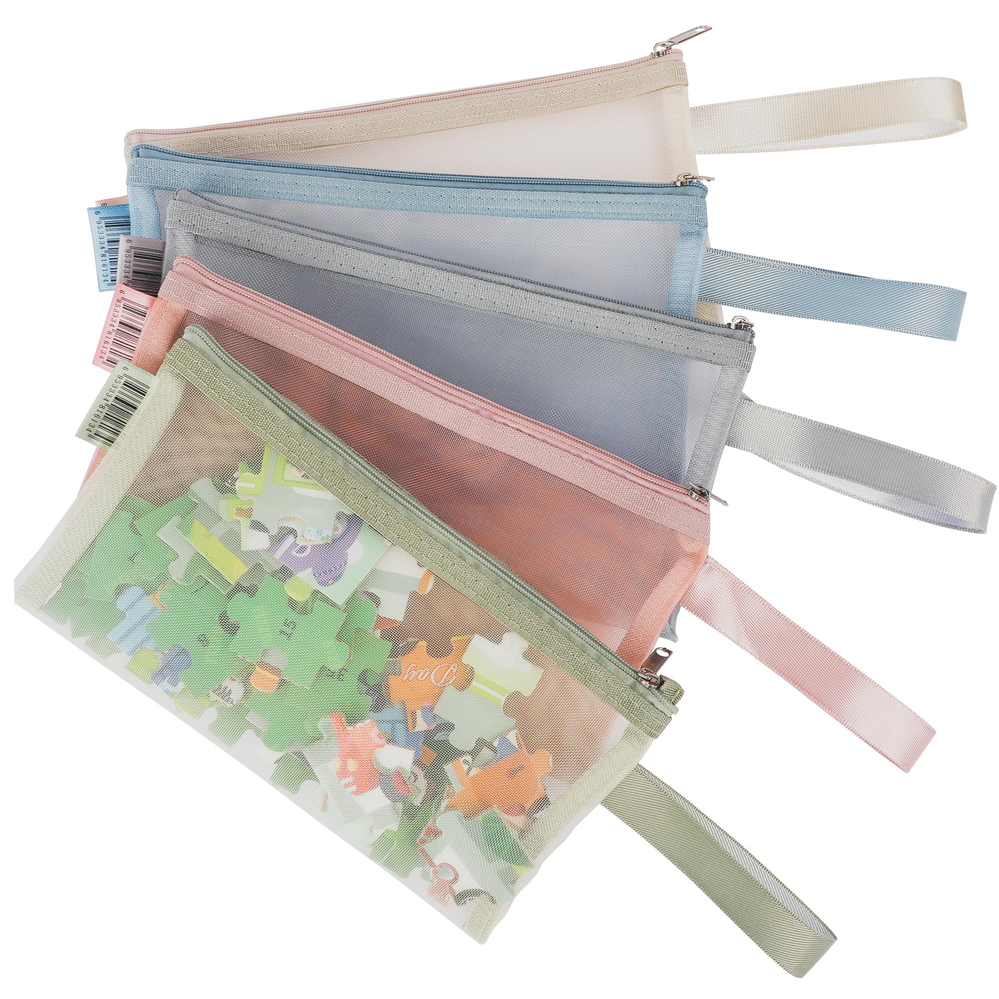 Ipow Kids Toy Storage Bags, 5 Pack A6 Mesh Zipper Pouches with Handle