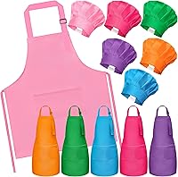 Vista 1 de Juego de delantal y sombrero de chef para niños, 6 piezas de delantal de cocina ajustable colorido para niñas y niños, juguete de simulación, regalo