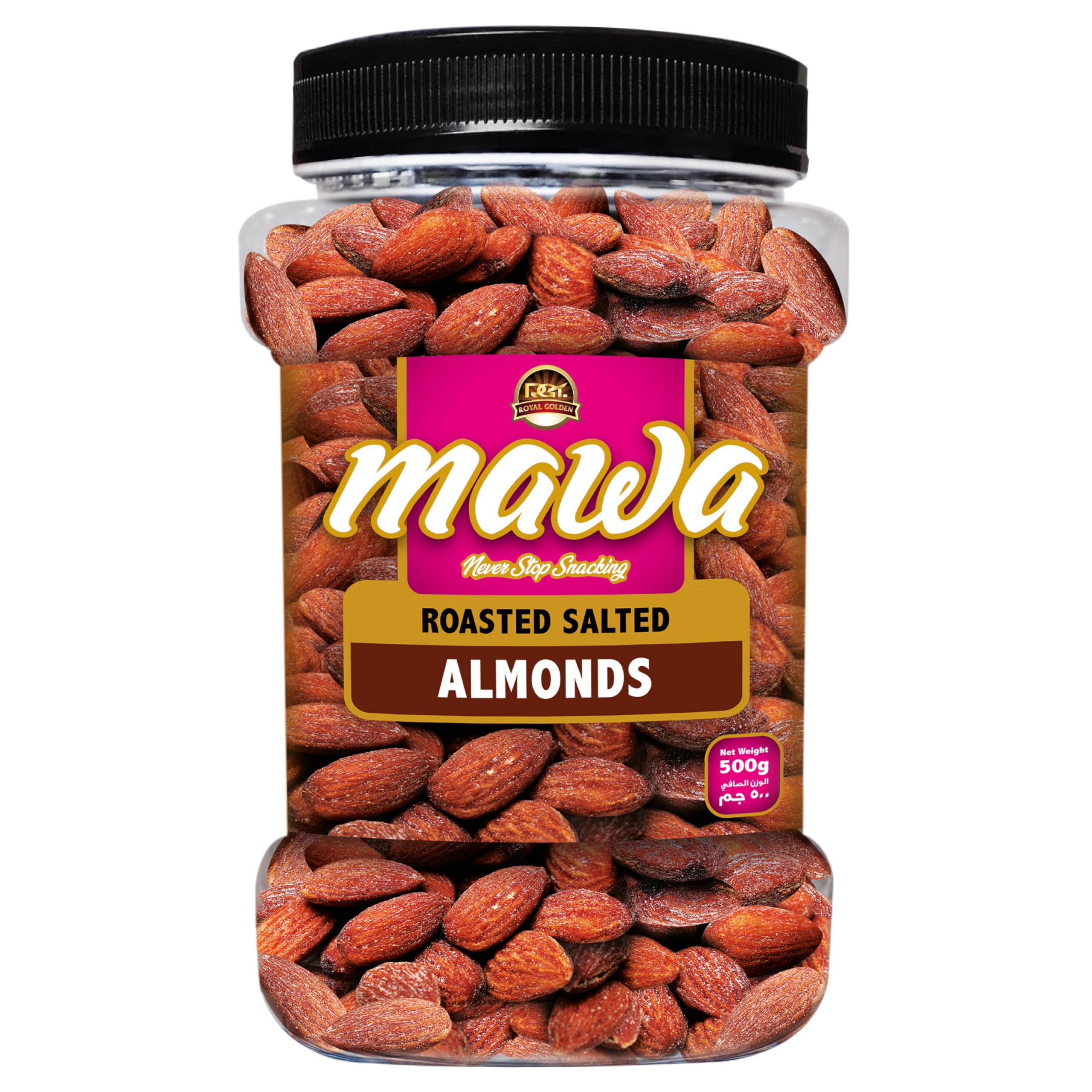 Mawa Dry Roasted Salted Almonds 500g |Badam | Almonds Nuts Snack | Whole Almonds | No Added oil or Preservatives | Plant Protein | Keto Friendly | Plastic Jar 500g