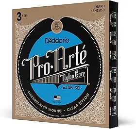 Encordoamento Para Violão Nailon Pro-Arte Tensão Alta (Pacote Com 3 jogos) D'Addario EJ46-3D