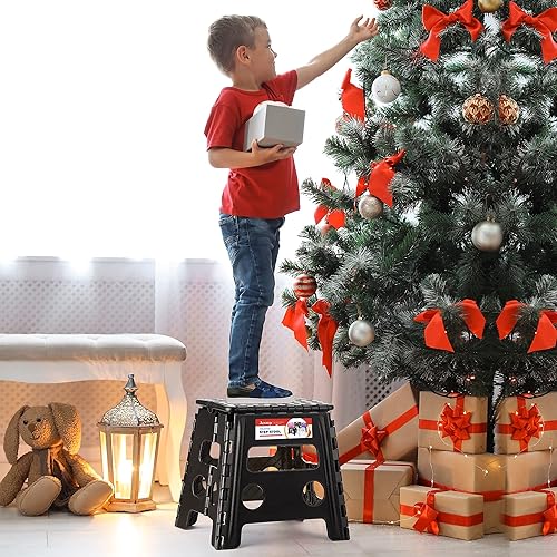 Miniatura 105 de Taburete plegable resistente de alta calidad de 13 pulgadas de altura para adultos, taburete de cocina, jardín, baño, color blanco Blanco,Bicolor